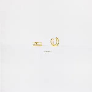 Double Layered Beaded Ear Cuff, Earring No Piercing is Needed, Gold, Silver SHEMISLI - SF022