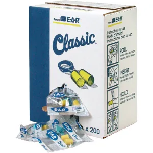 Earplugs 3M™ E-A-R™ Classic Disposable 311-1101 Pair/Poly Bag 200/Box (NRR29)