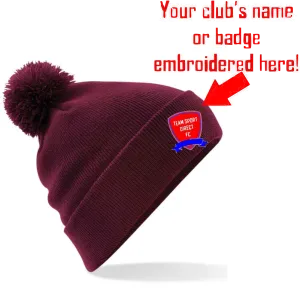 EMBROIDERED POM POM BEANIE BURGUNDY