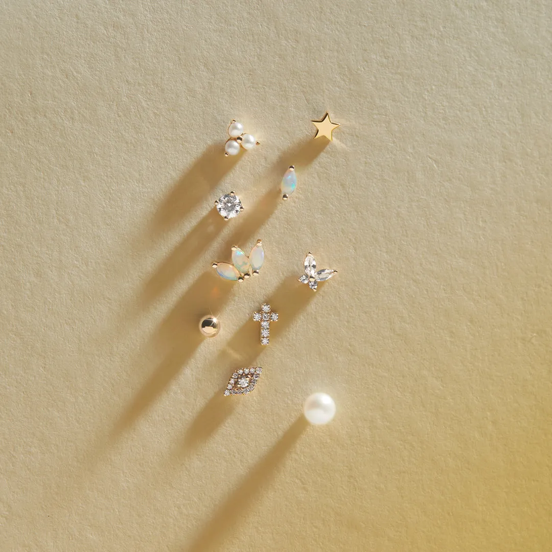 ETTA | Triple Pearl Threadless Flatback Earring