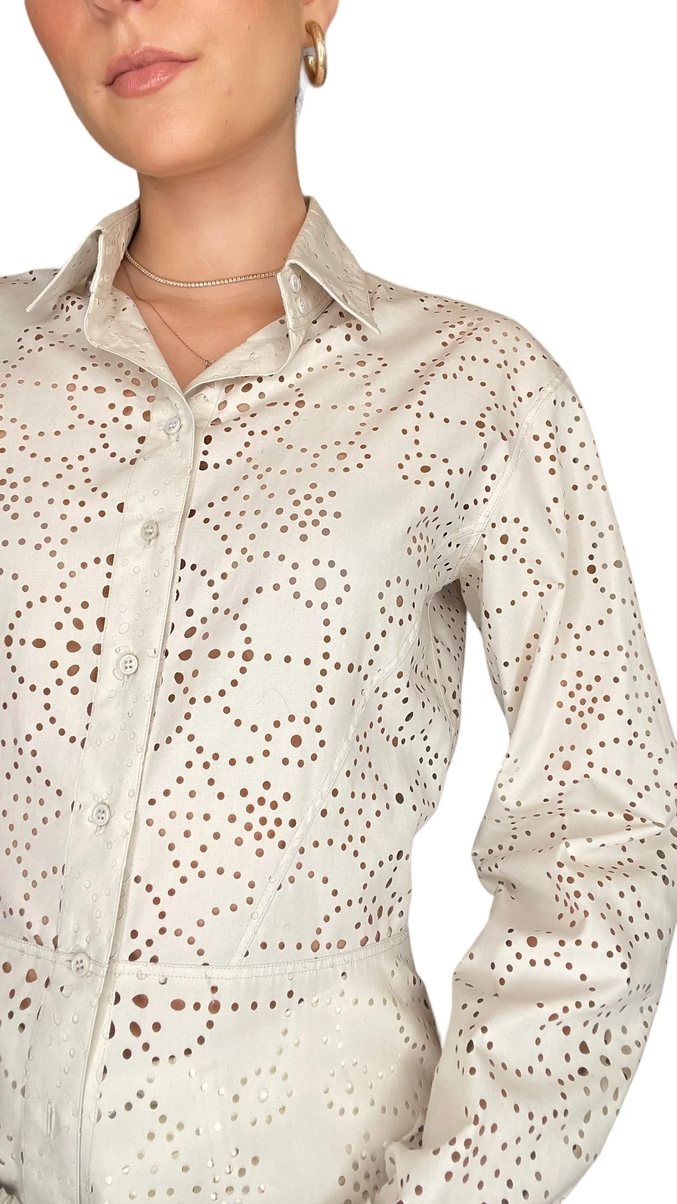 Eyelet Cream Shirt - S