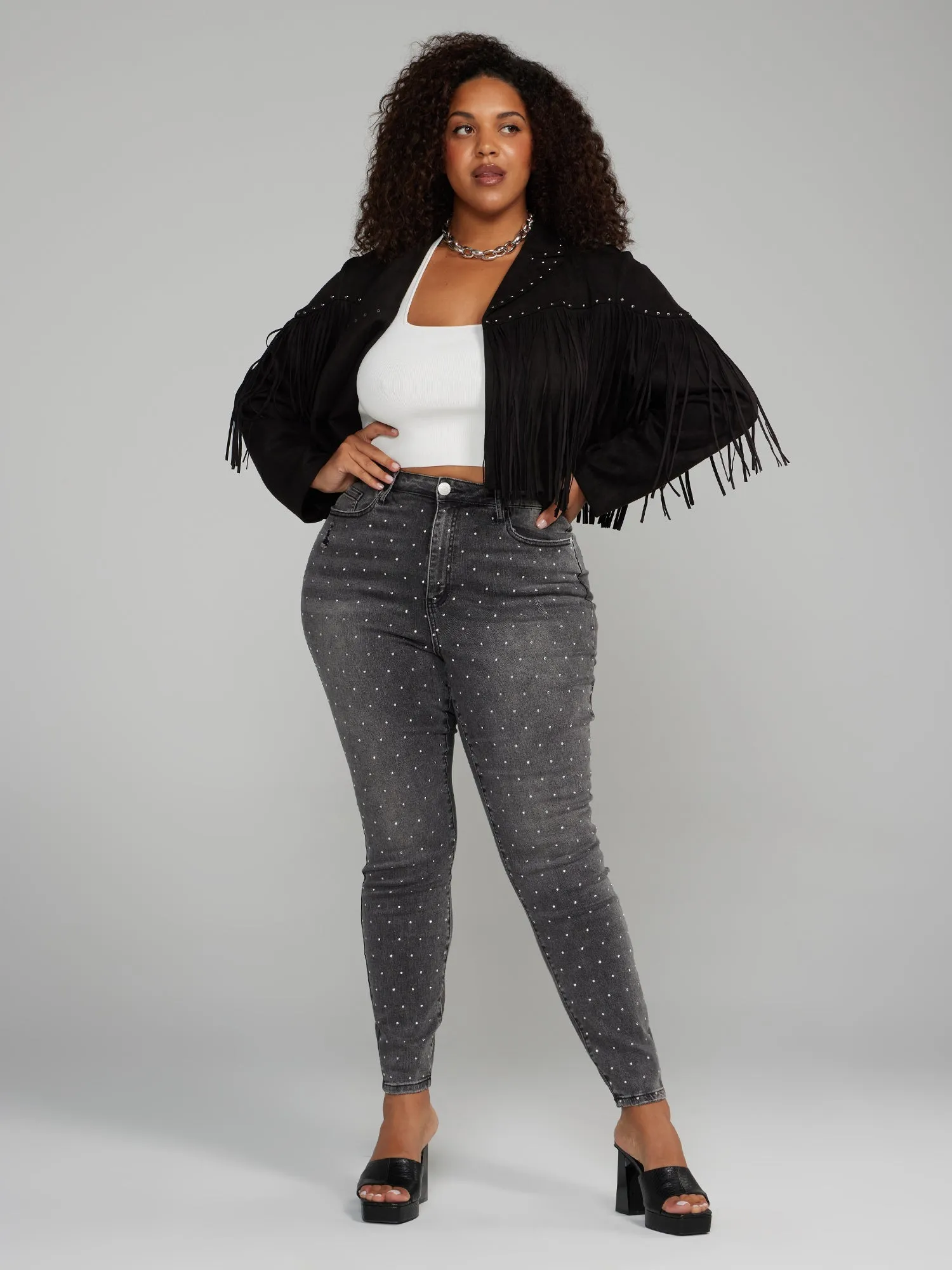 Fashion To Figure - High Rise Studded Skinny Jeans