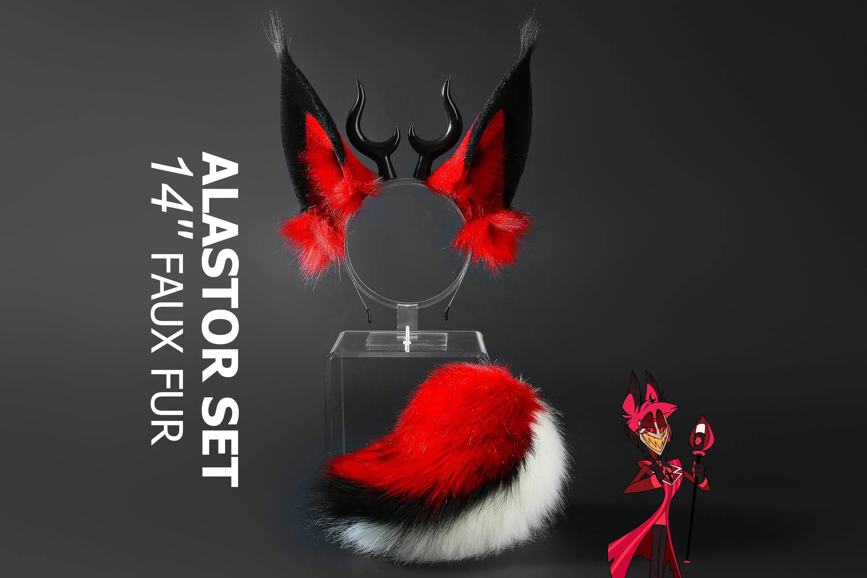 Faux Fur Alastor Ears and Tail