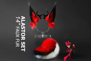 Faux Fur Alastor Ears and Tail