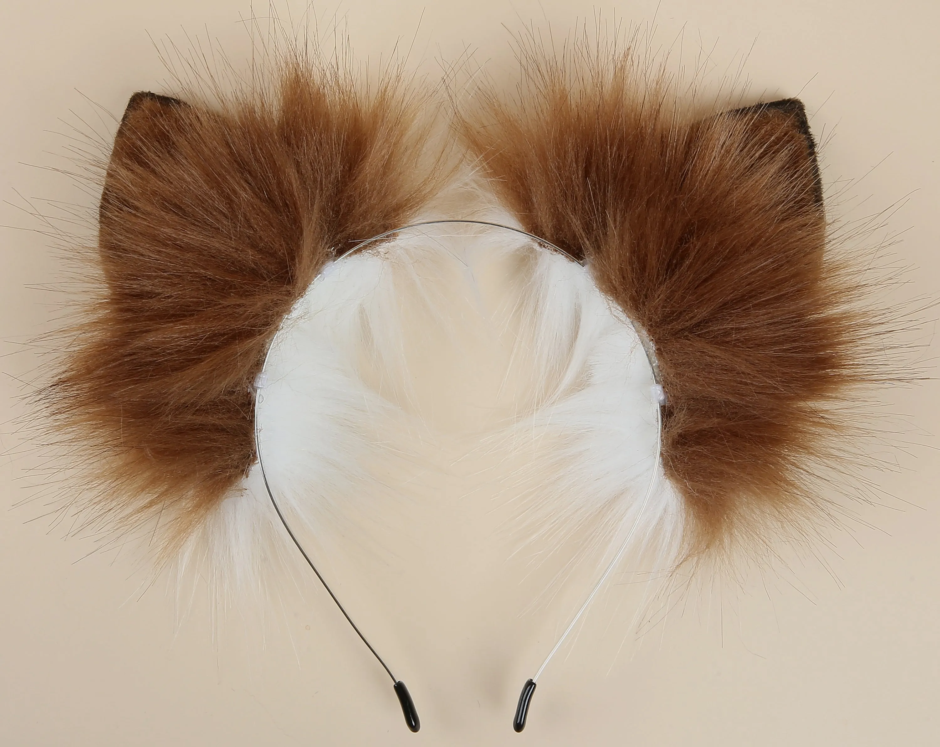 faux fur curly fox tail plug and ear and tail plug set wolf tail buttplug and ear kitten play set cosplay ear and tail plug T shaped tail plug and ear