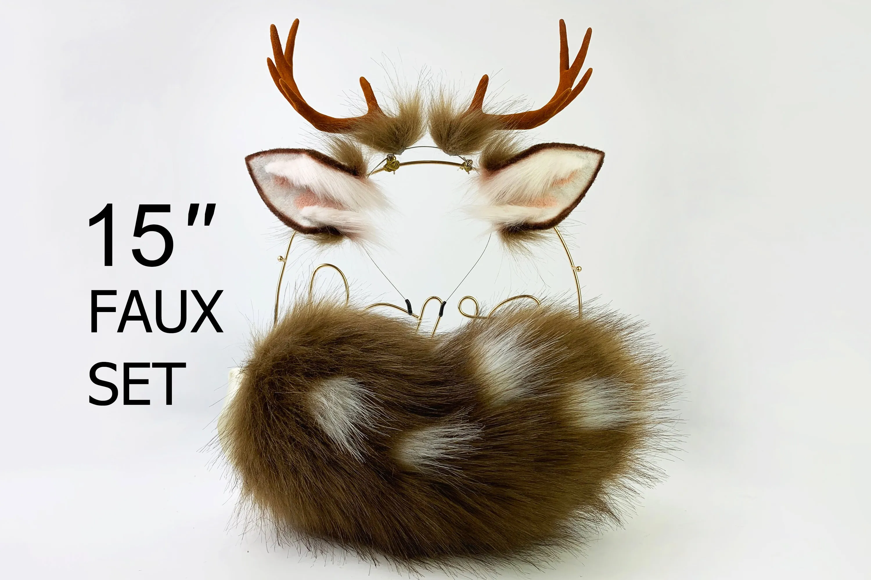 faux fur Sika deer ear and tail plug animal ear kitten play ear and tail set neko cosplay anime cosplay deer tail buttplug and ear mature