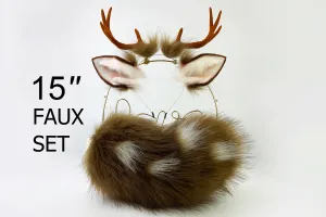 faux fur Sika deer ear and tail plug animal ear kitten play ear and tail set neko cosplay anime cosplay deer tail buttplug and ear mature