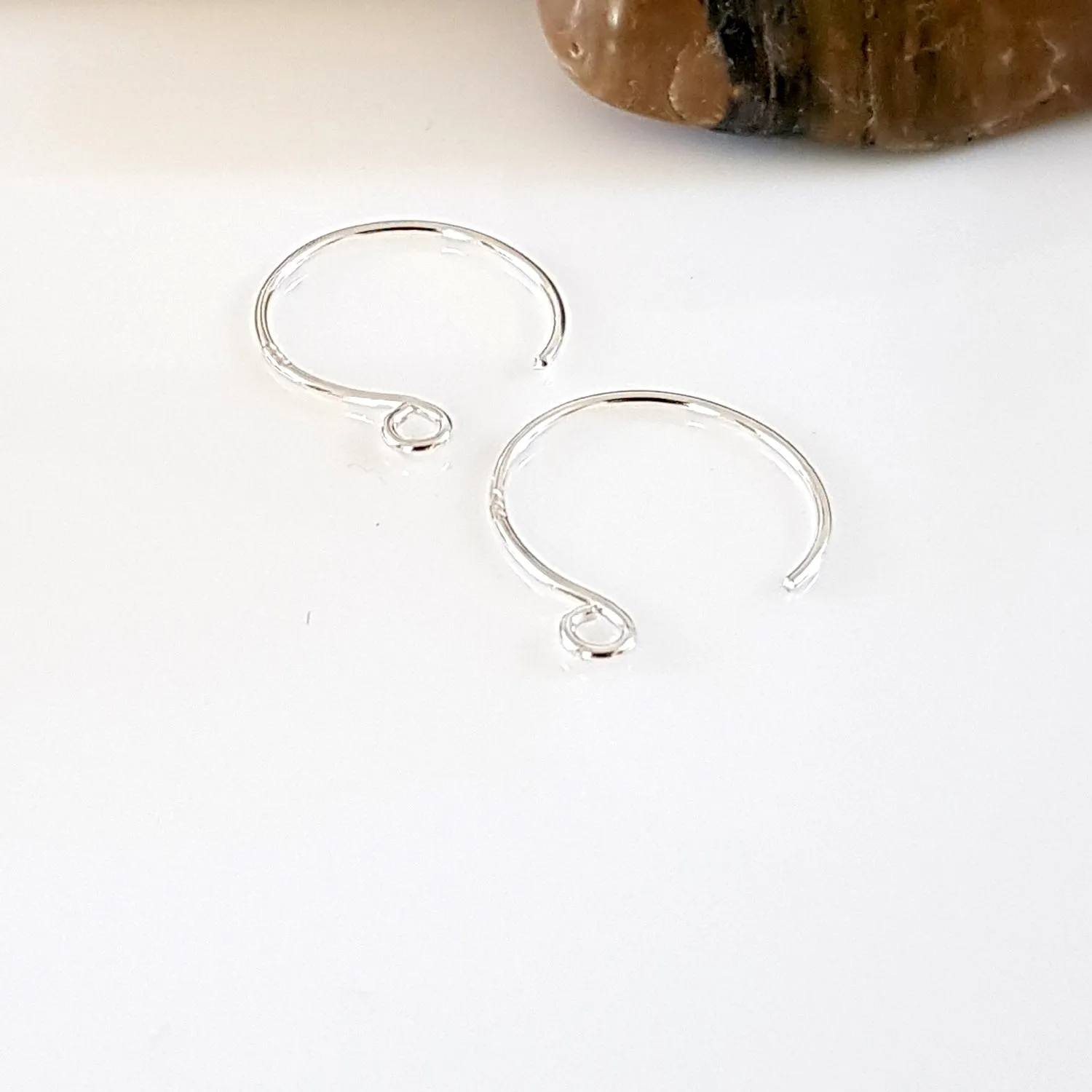 Fine Silver Circle Ear Hook 20mm Pair Handmade | FS-015EH