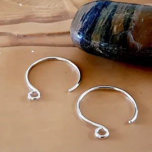 Fine Silver Circle Ear Hook 20mm Pair Handmade | FS-015EH
