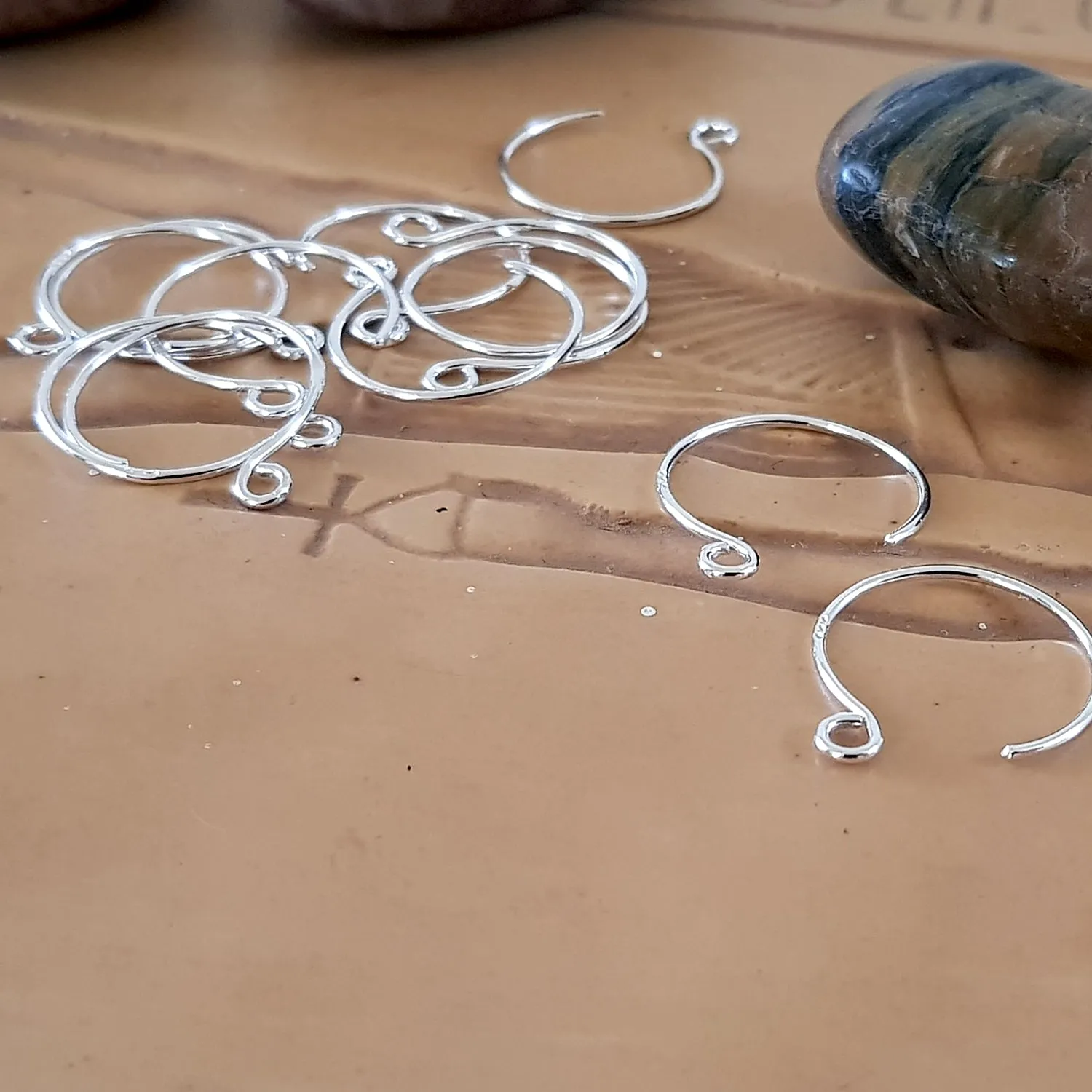 Fine Silver Circle Ear Hook 20mm Pair Handmade | FS-015EH