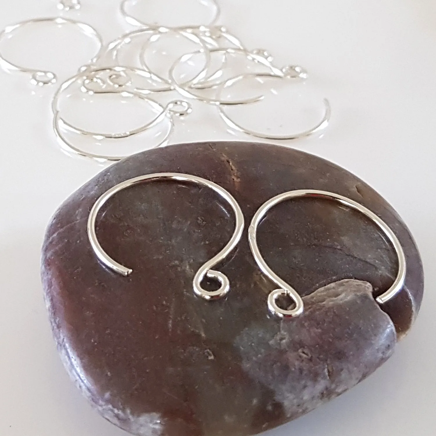 Fine Silver Circle Ear Hook 20mm Pair Handmade | FS-015EH