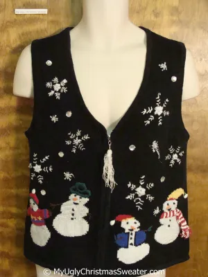 Four Happy Snowmen Cheap Christmas Sweater Vest