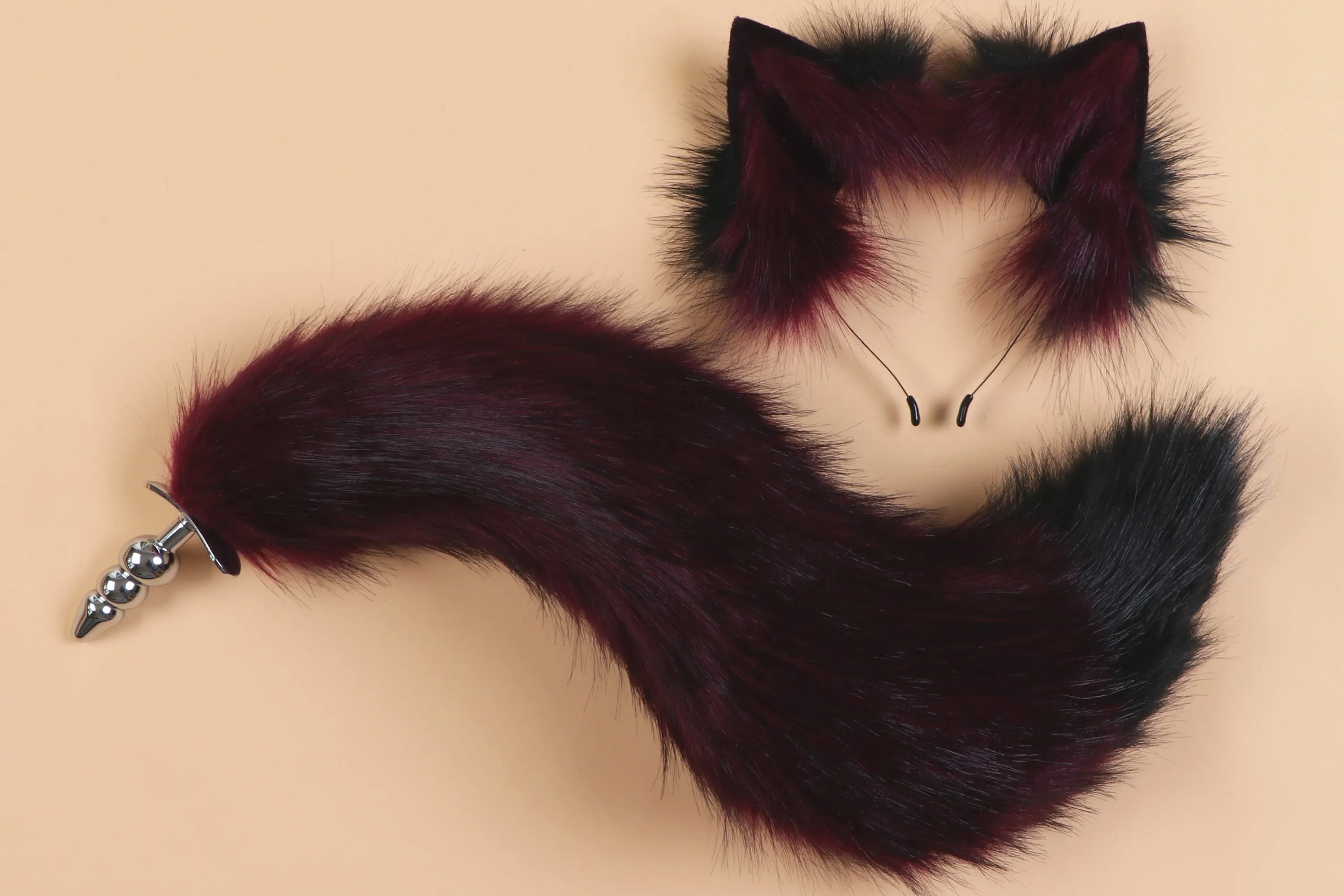 fox tail plug and ear set wolf tail butt plug tail cat tail buttplug anime sextoy for couple anal plug tail bdsm toy ass petplay ear