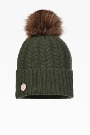 Georgie Cable Rib Pom Pom Hat - Faux Fur