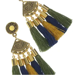 Golden Fan Tassel Earrings