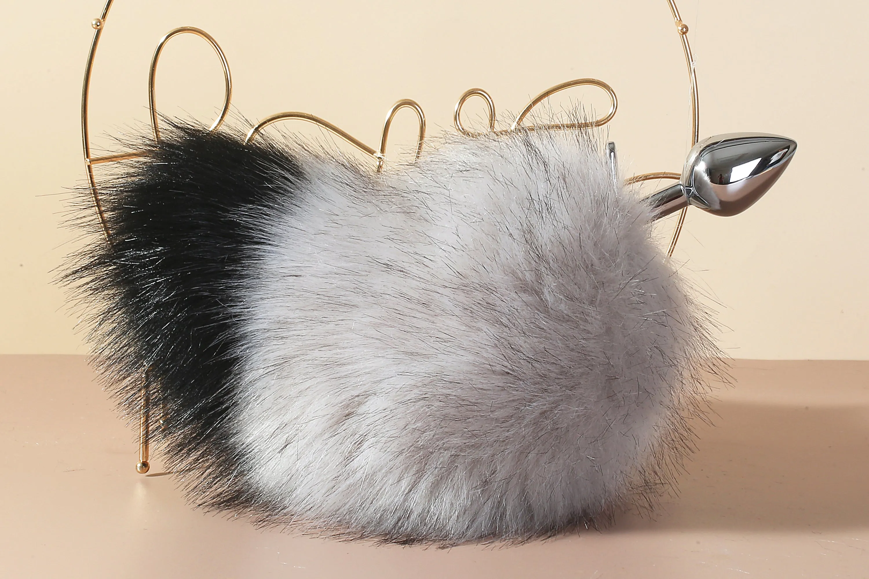 Gray bunny tail plug and ear set bunny tail butt plug tail and ear plug set rabbit tail buttplug bunny ear rabbit ear petplay sextoy mature