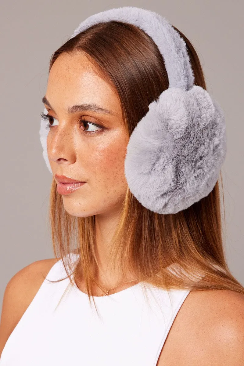 Grey Fluffy Ear Muffs