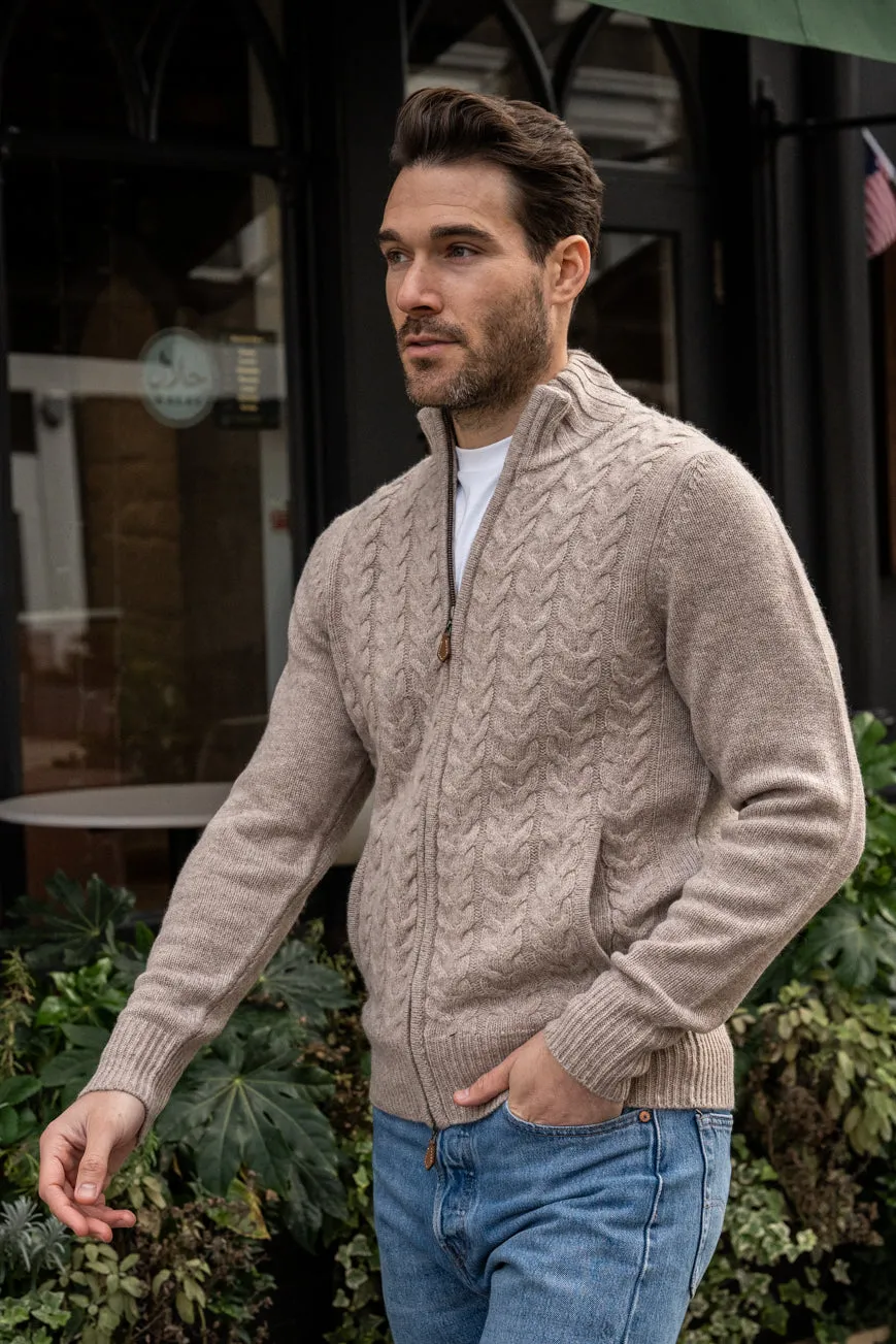 Hawsker Zip Front Mock Neck Jumper In Cobble - Regular Fit
