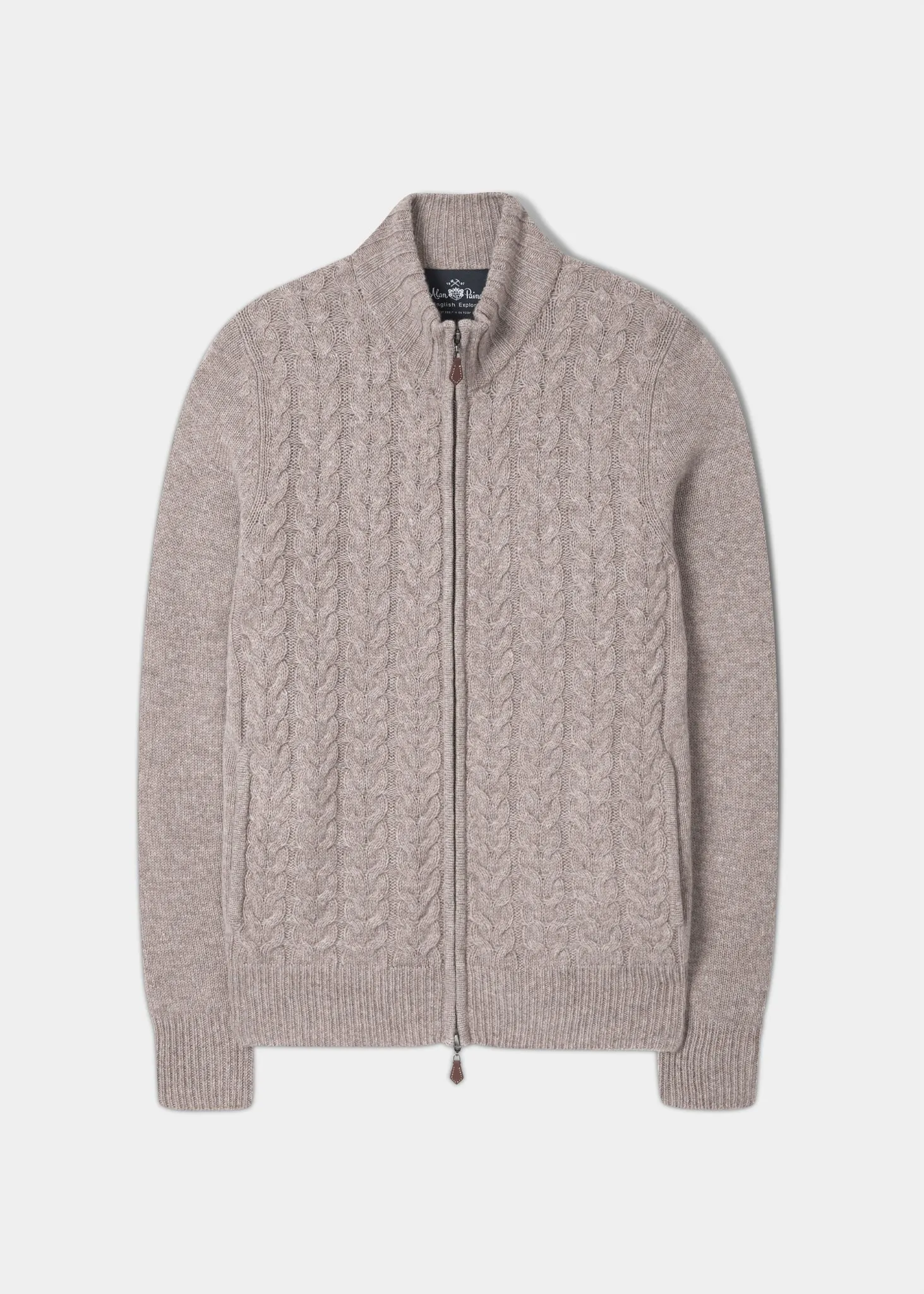 Hawsker Zip Front Mock Neck Jumper In Cobble - Regular Fit