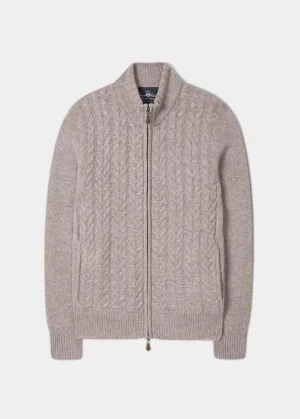 Hawsker Zip Front Mock Neck Jumper In Cobble - Regular Fit