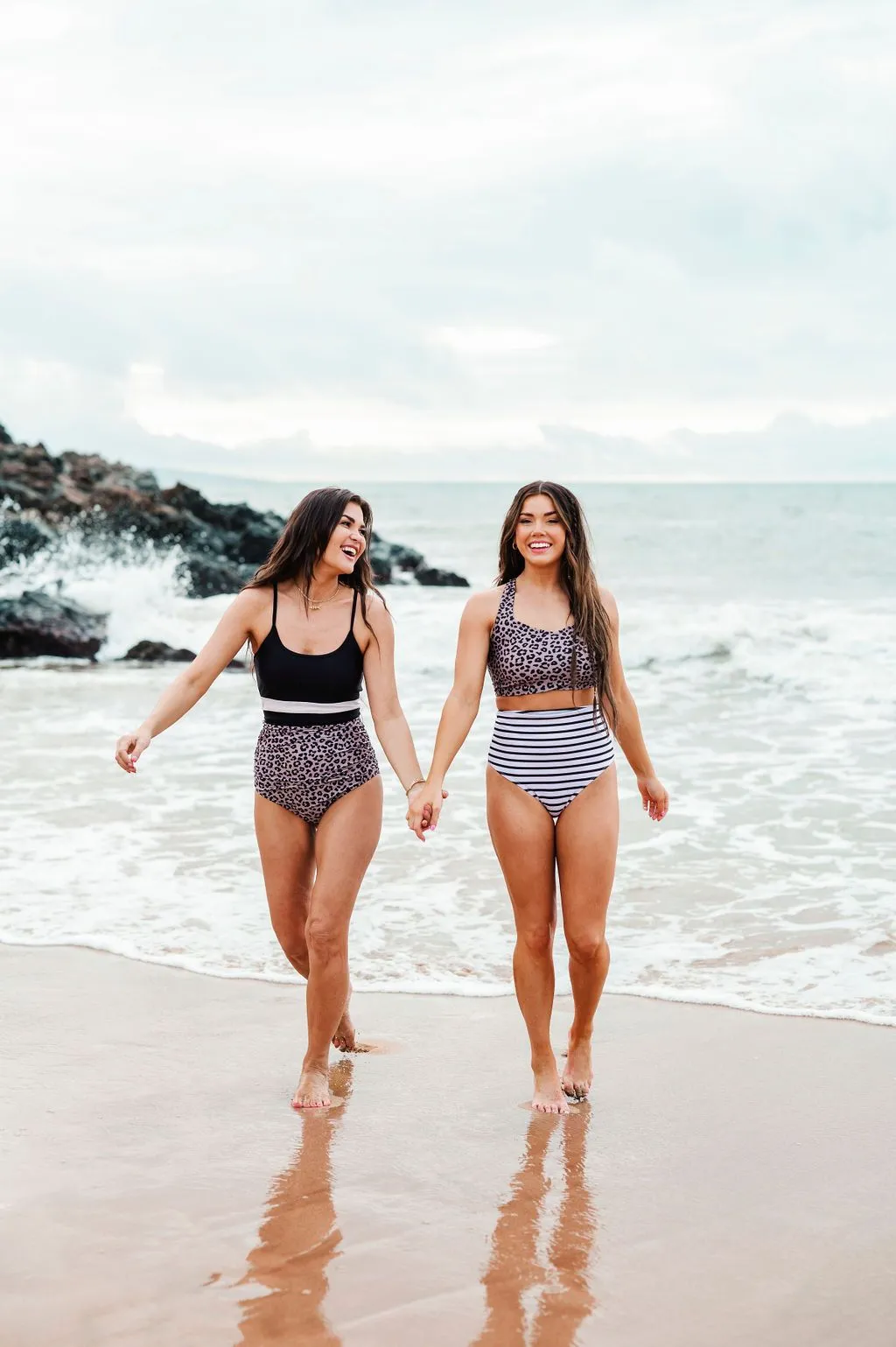High Waisted Bottoms in Black & White Stripe