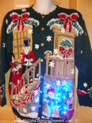 Holy Grail Christmas Sweater with Lights Two Sided with Nutcracker (g245)