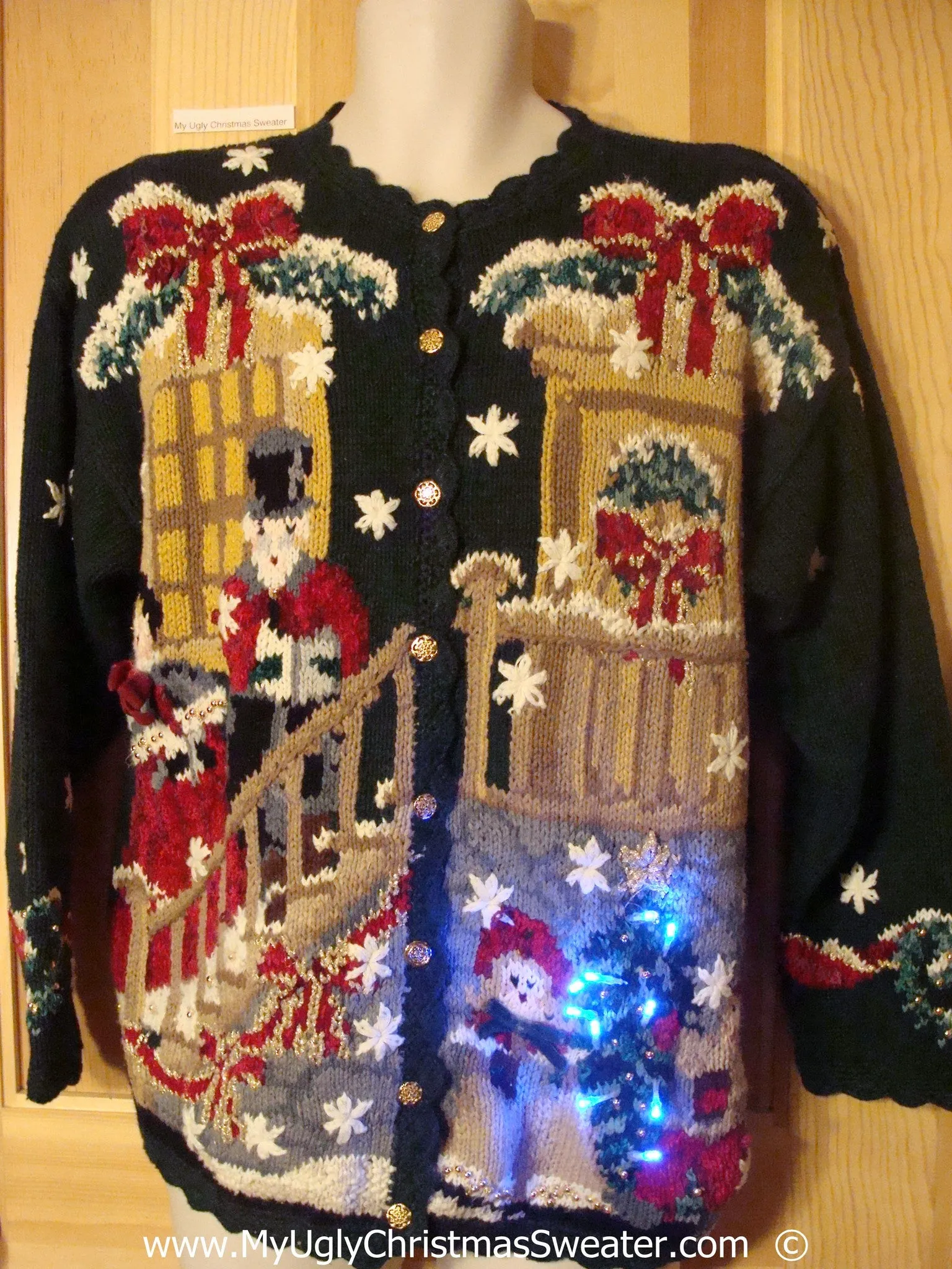 Holy Grail Christmas Sweater with Lights Two Sided with Nutcracker (g245)