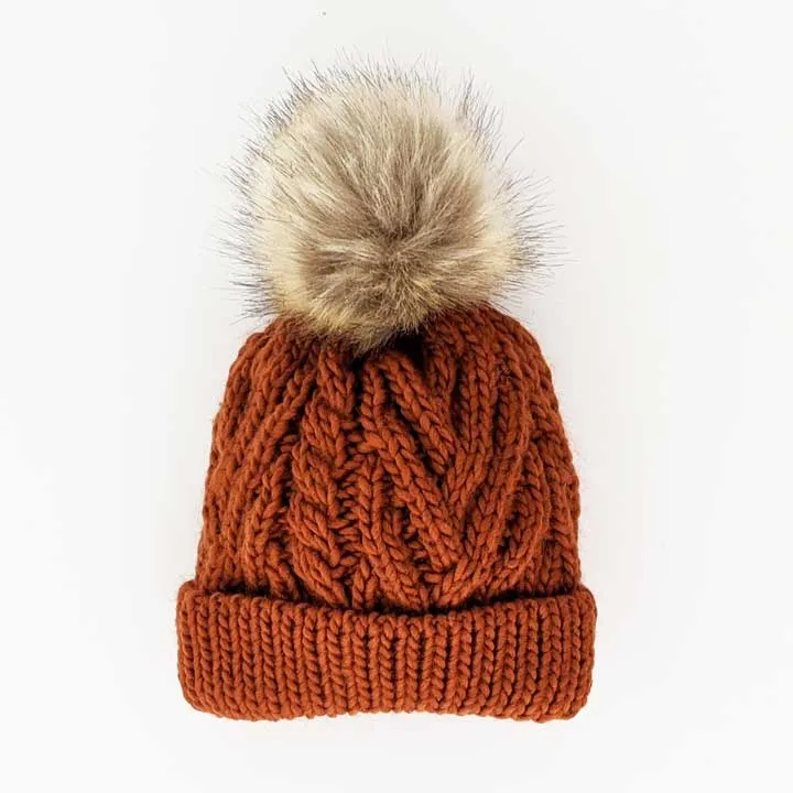 Huggalugs - Pom Pom Knit Beanie - Chili