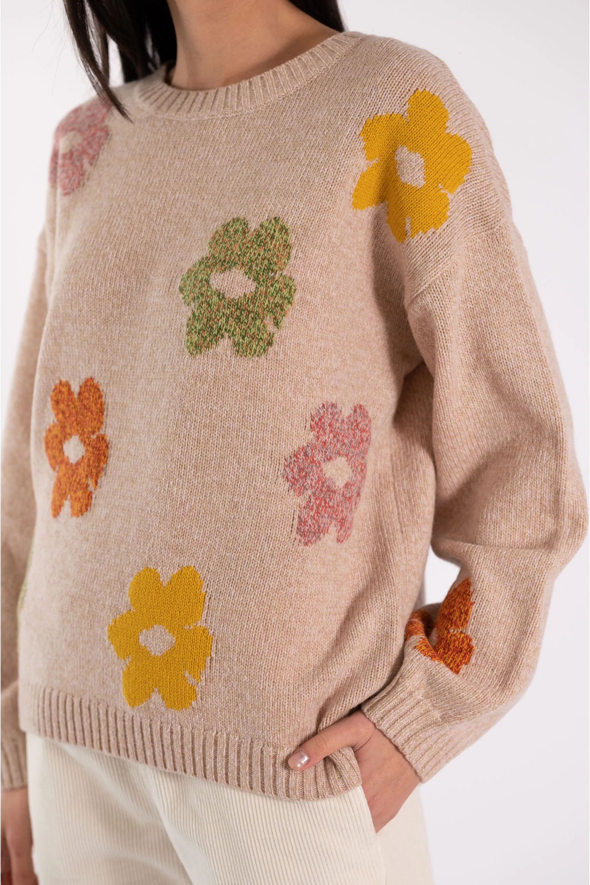 JEFF Beige Jumper With Flowers