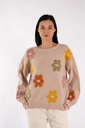 JEFF Beige Jumper With Flowers