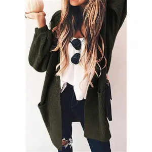 Ladies Pocket Solid Color Long Sleeves Cardigan HC3054