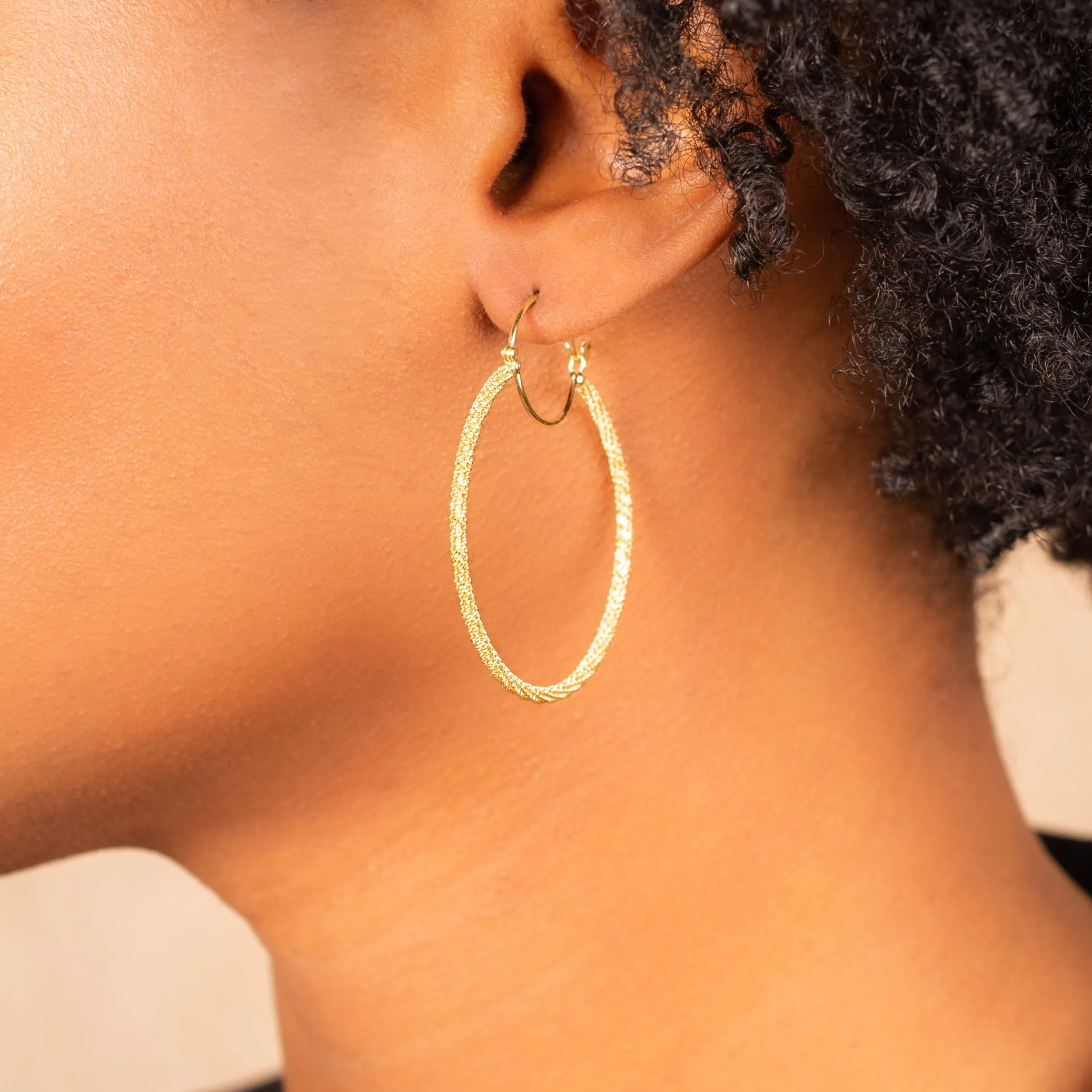 Large Gold Hoop Stardust Earrings