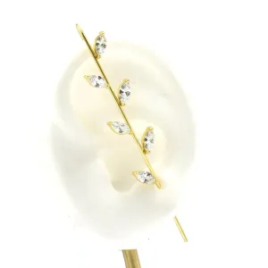 Leaf Diamond CZ Stelring Silver Ear Pin Earring