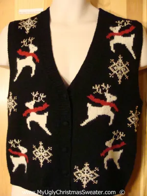 Leaping Reindeer Festive Christmas Sweater Vest