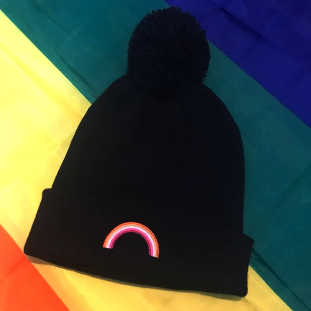 Lesbian Rainbow Beanie Hat
