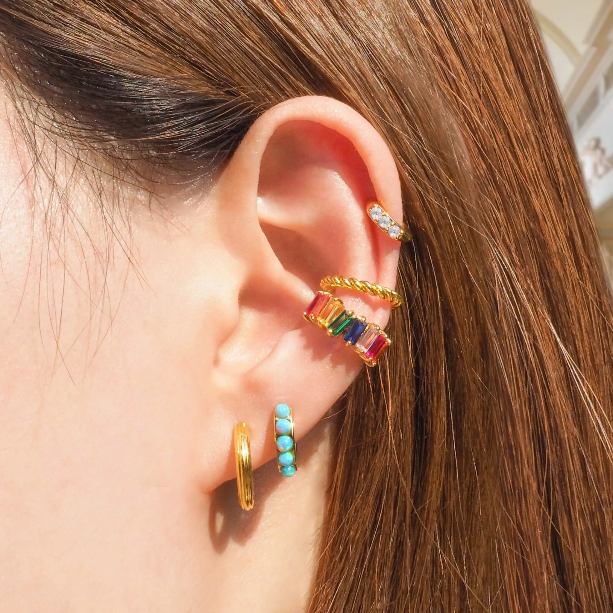 Lux Rainbow Baguette Earcuff