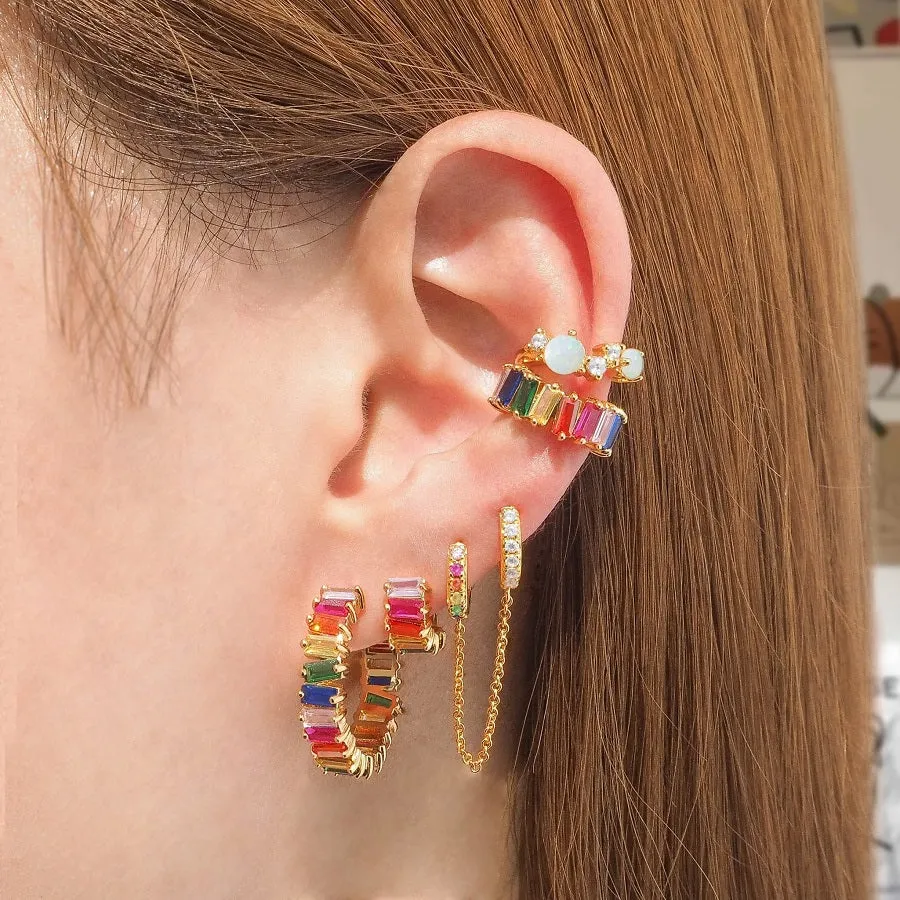 Lux Rainbow Baguette Earcuff