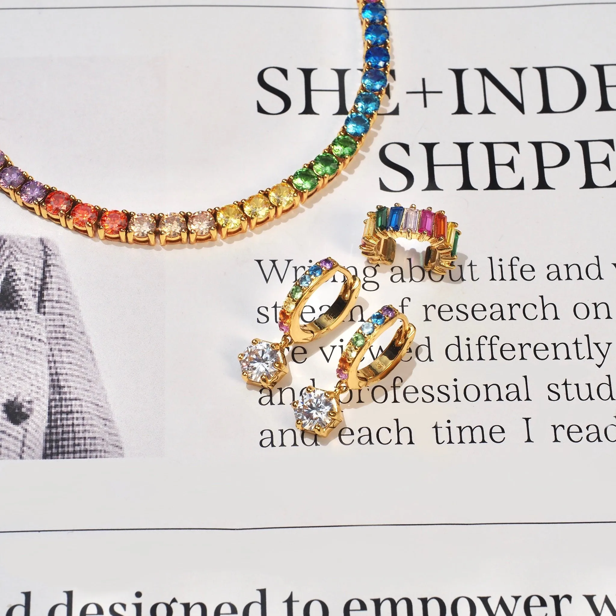 Lux Rainbow Baguette Earcuff