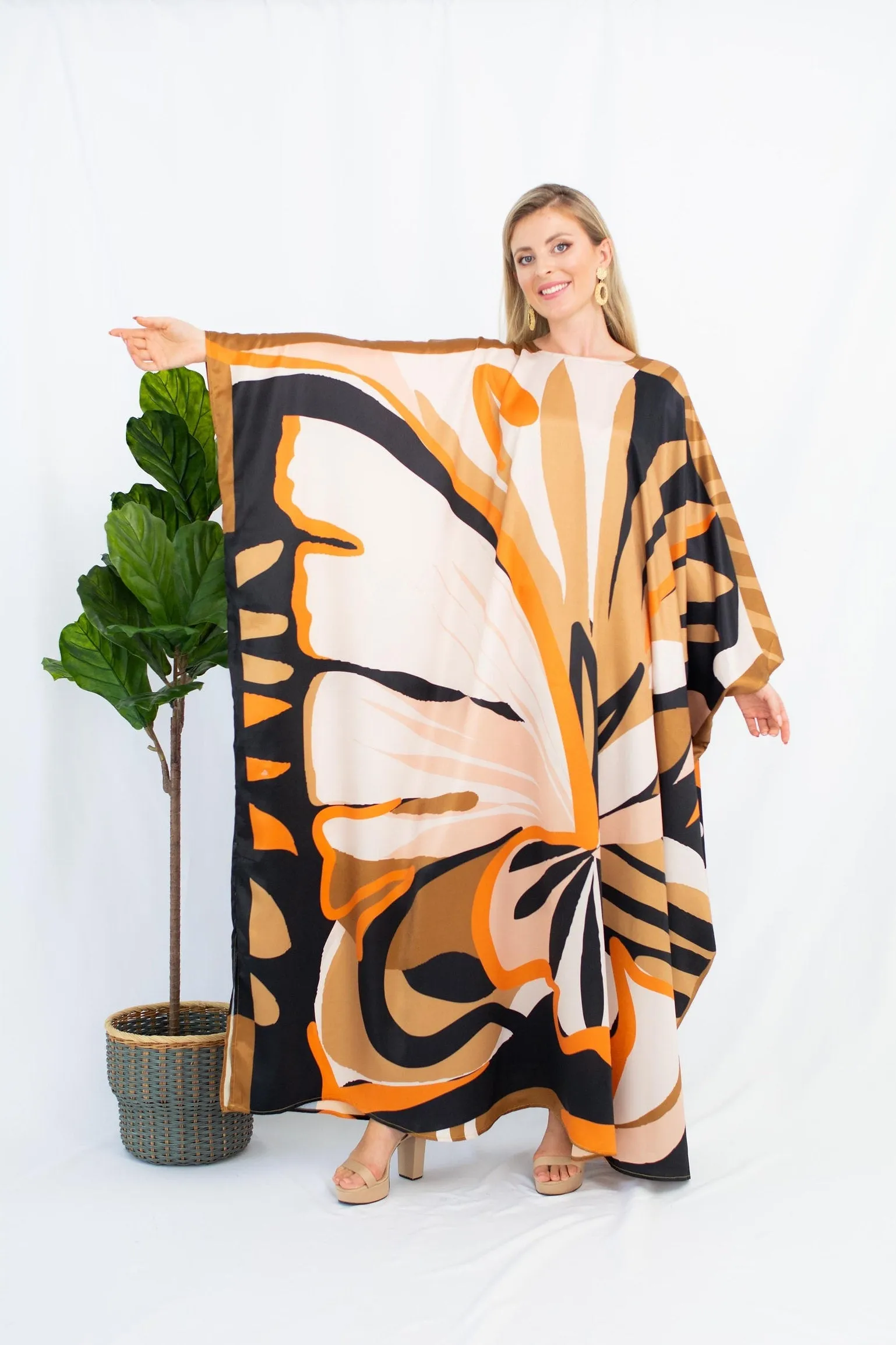 Luxurious Satin Silk Kaftan, Casual Wear Caftan For Women's