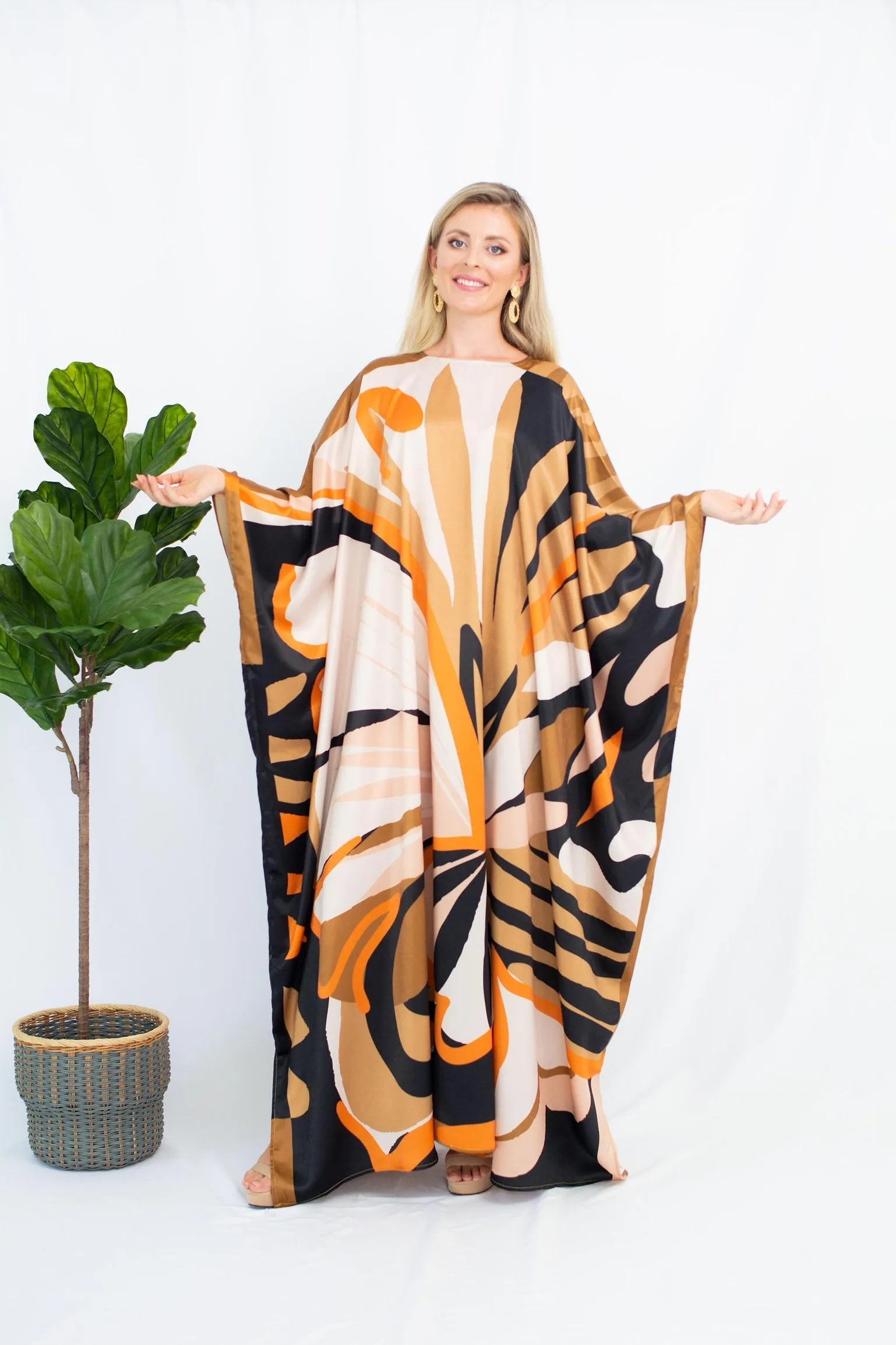 Luxurious Satin Silk Kaftan, Casual Wear Caftan For Women's
