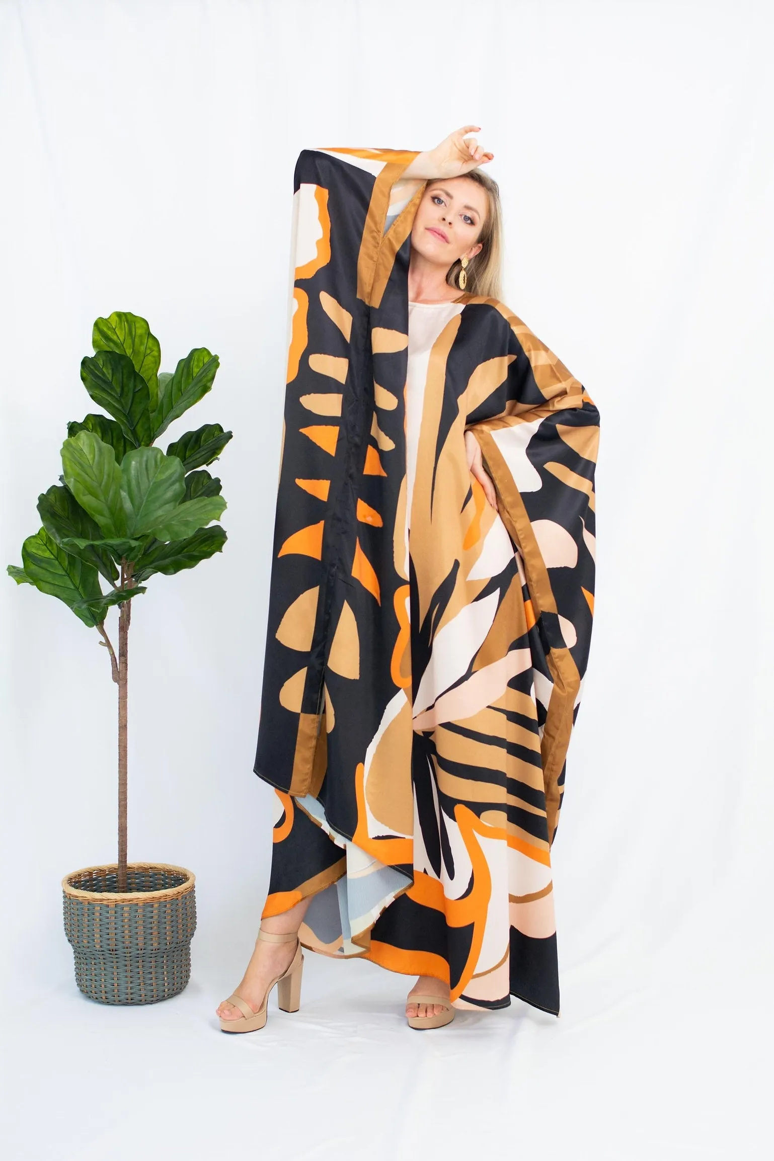 Luxurious Satin Silk Kaftan, Casual Wear Caftan For Women's