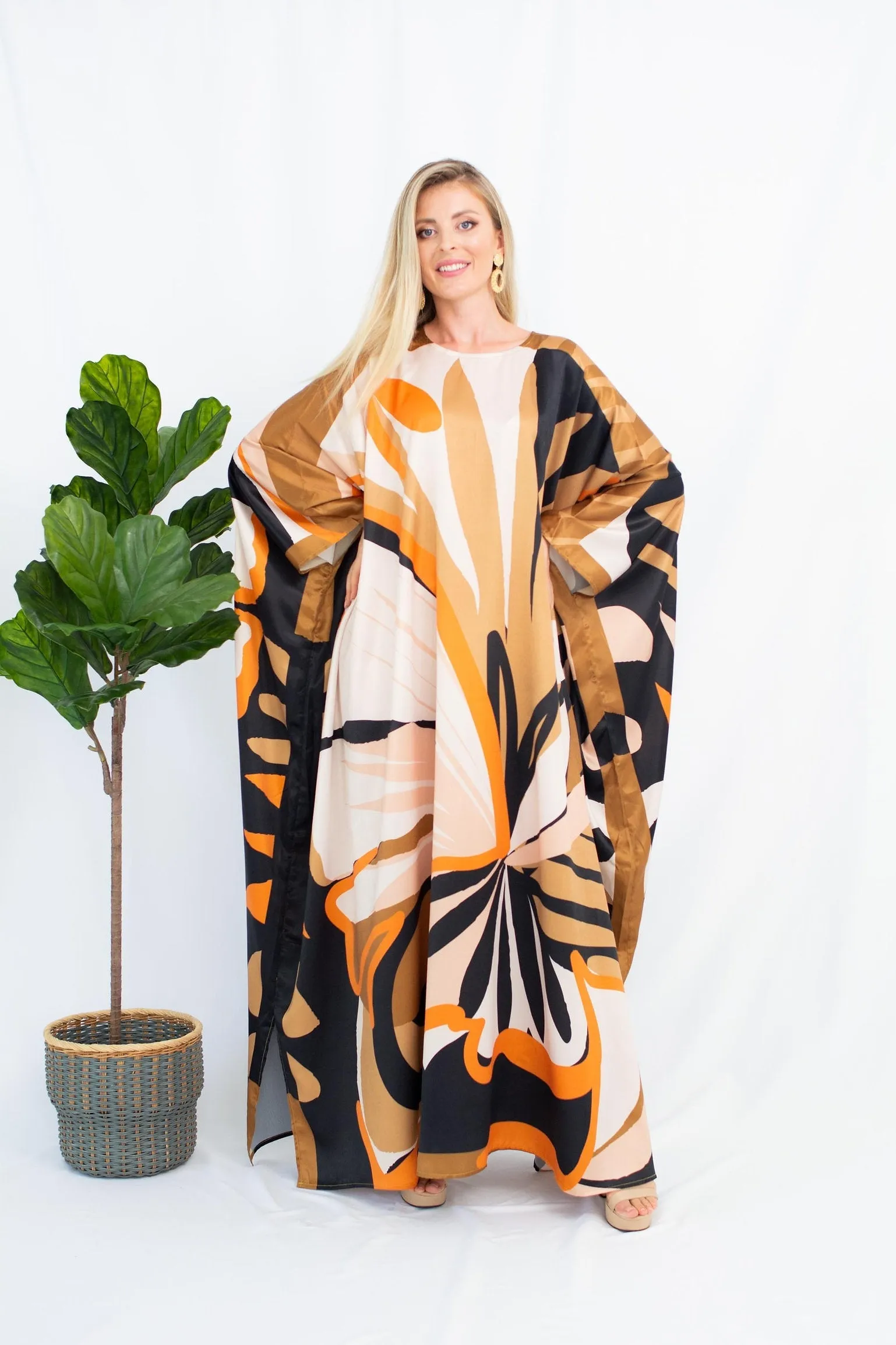 Luxurious Satin Silk Kaftan, Casual Wear Caftan For Women's