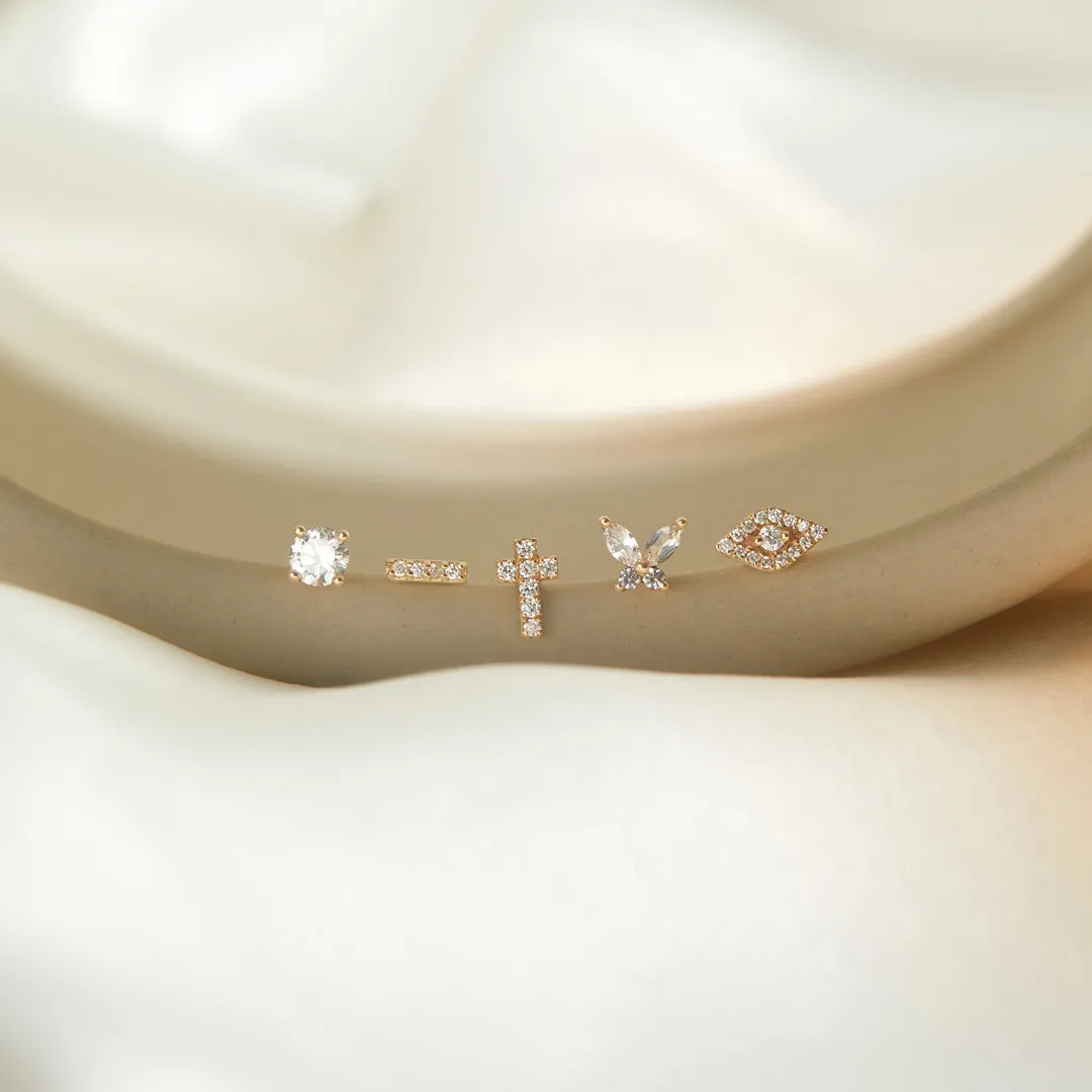 MADISON | Diamond Bar Threadless Flatback Earring