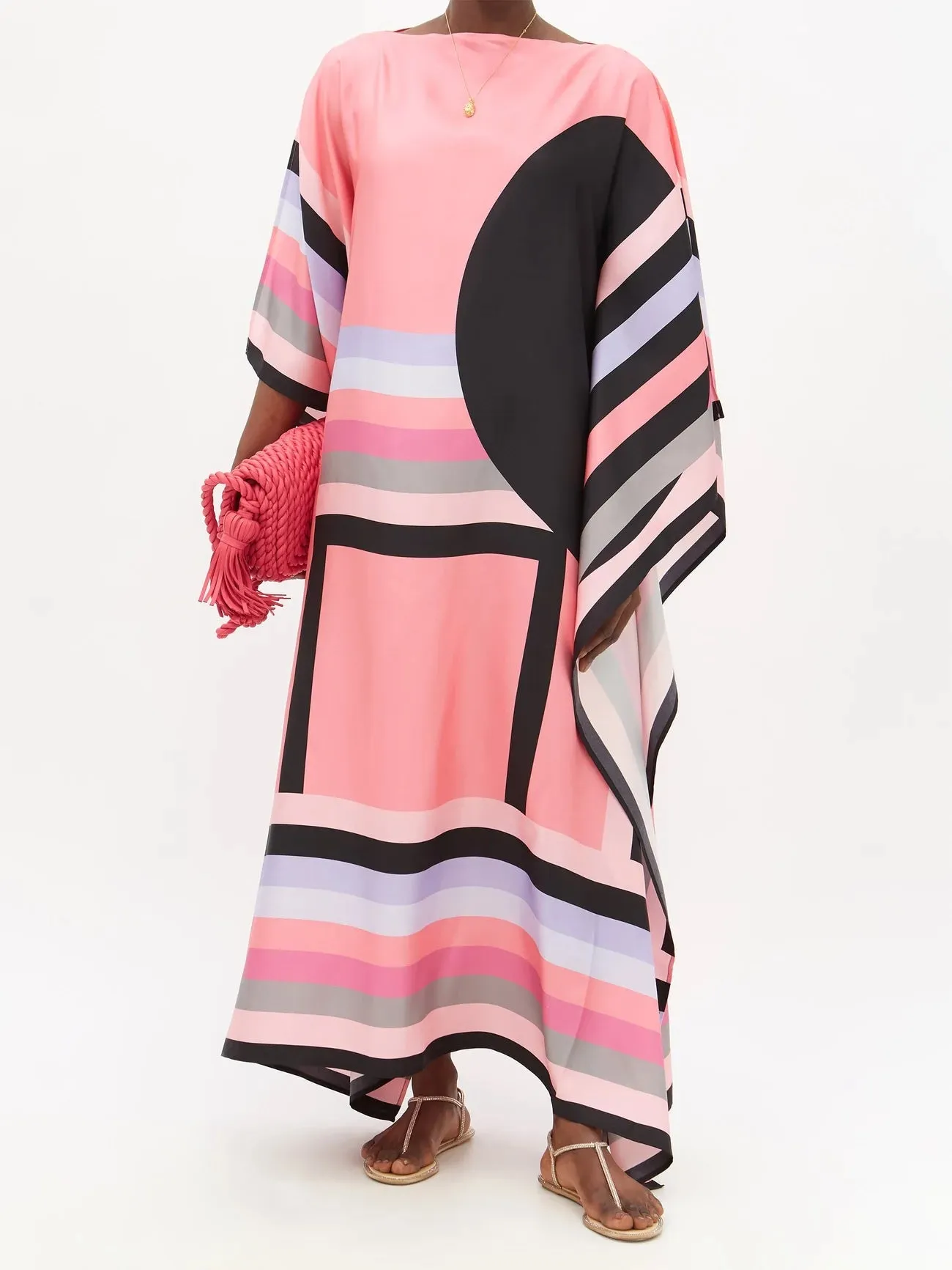 Maxi Soft Silk Crepe Kaftan , Luxurious Women's Caftan