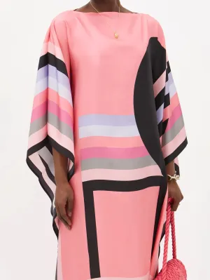 Maxi Soft Silk Crepe Kaftan , Luxurious Women's Caftan