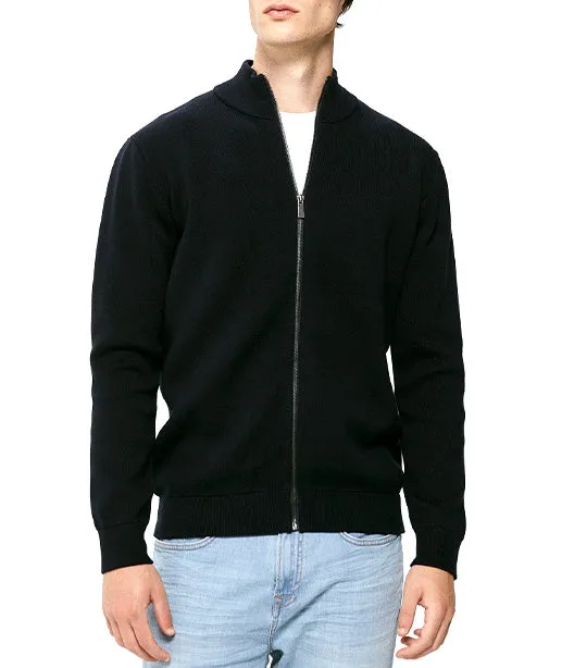 Milano Zipper Cardigan Navy Blue