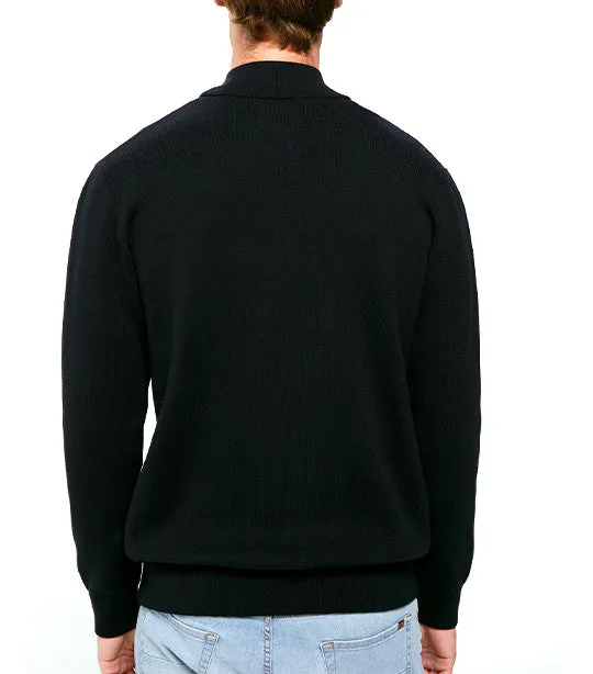 Milano Zipper Cardigan Navy Blue