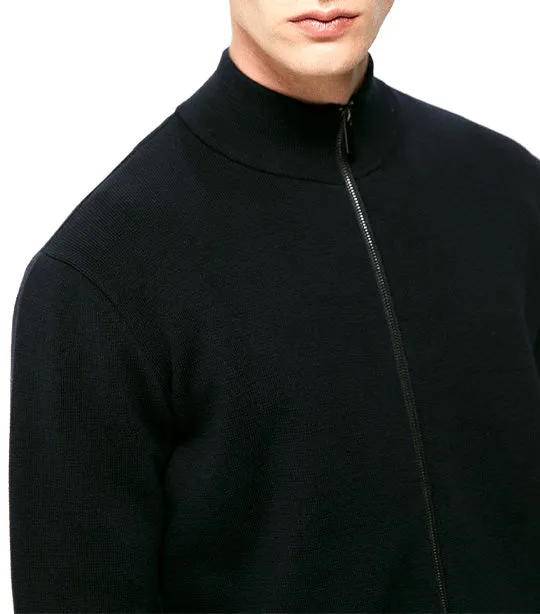 Milano Zipper Cardigan Navy Blue