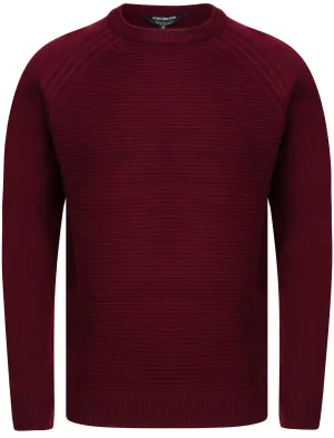 Morphy Ribbed Stitch Crew Neck Knitted Jumper in Oxblood - Kensington Eastside