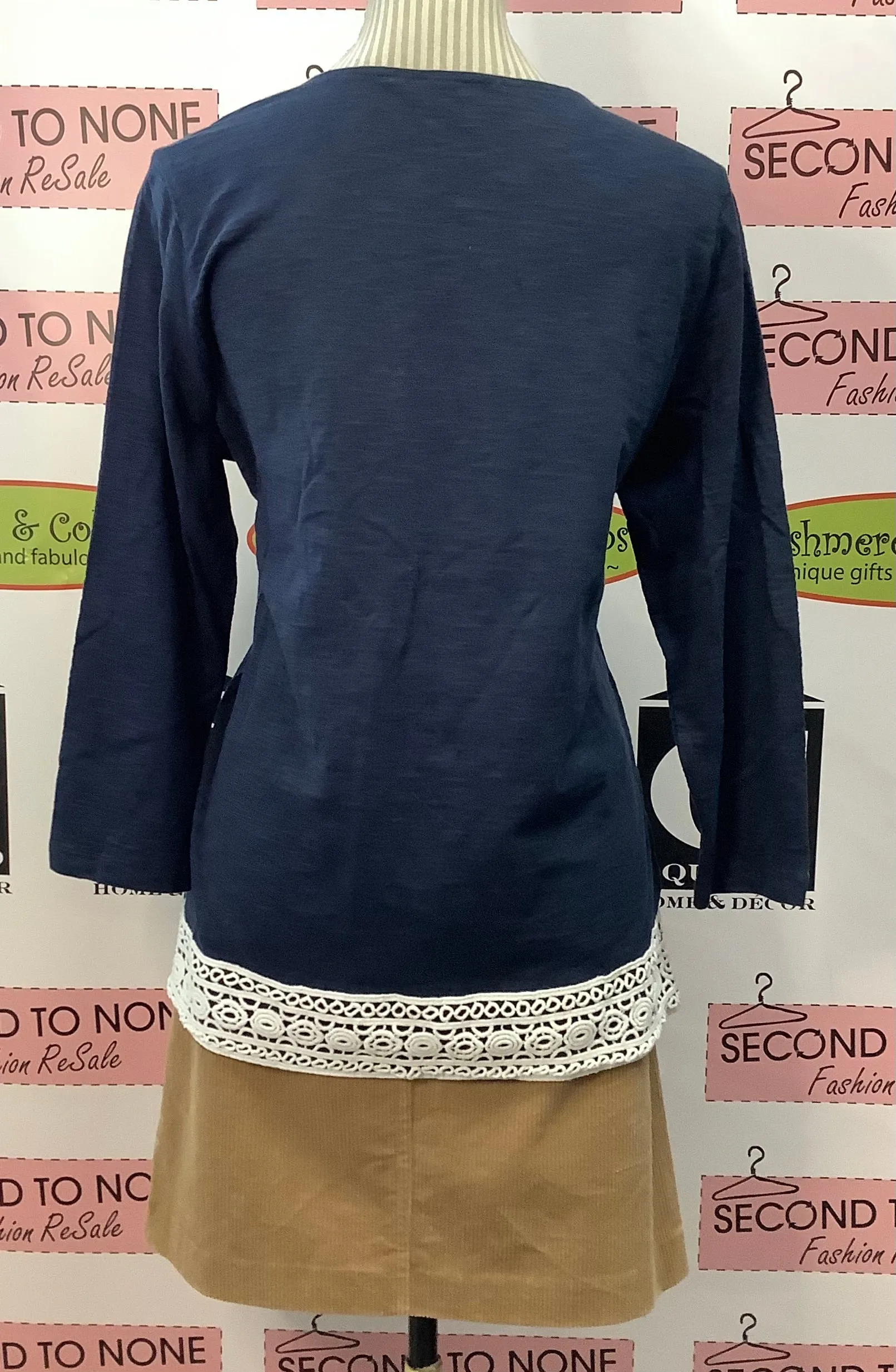 Navy & Lace Tunic Top (Size L)